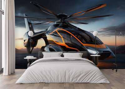 Modern futuristic helicopter concept Wall mural