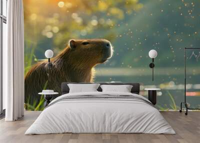 Picture of capybara in the nature Wall mural