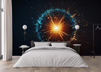 abstract vector sphere explosion explosion of sphere w background Wall mural