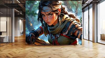 an isolated female ranger aesthetic pretty and stunning background Wall mural