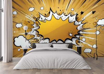 gold theme exploding pop speech bubble background, comic art style, space for text Wall mural