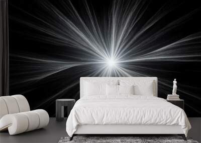 grey light center radial explosion isolated in black b background Wall mural