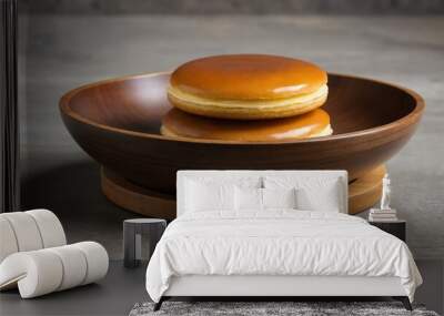 japanese desserts and sweets dish dorayaki isolated on an aesthetic plate, concept for advertisement Wall mural