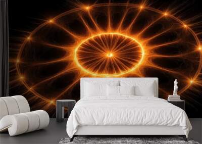 orange light center radial explosion isolated in black background Wall mural