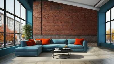 red brick grungy empty wall for background Wall mural