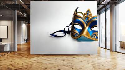 simple blue and gold masquerade isolated on a white ba background Wall mural