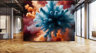 tricolor smoke center radial explosion isolated in whi background Wall mural