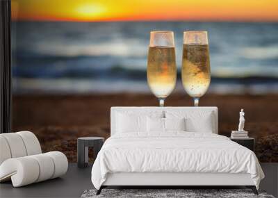 two glasses of champagne Wall mural