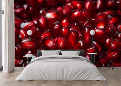  Delicious red ripe juicy pomegranate seed background texture macro closeup Wall mural