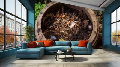 composter using worms to break down organic matter and turn it into compost, created with generative ai Wall mural