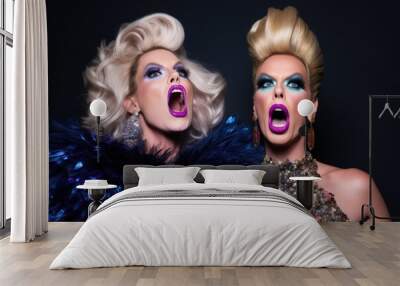 two drag queens about to lip sync a duet Wall mural