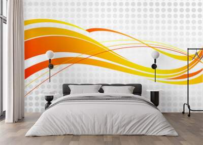 abstract wavy background. Wavy lines on a gray dot background. Wall mural