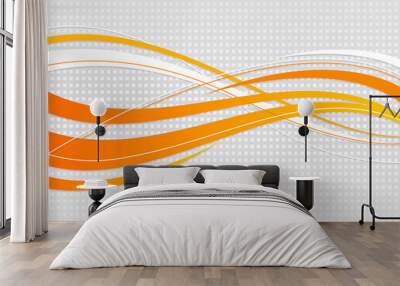 abstract wavy background. Wavy lines on a gray dot background Wall mural