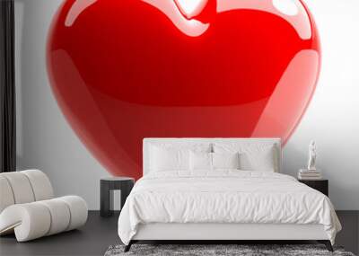 Red glossy heart. Love symbol. Isolated on white background. 3d Illustration Wall mural