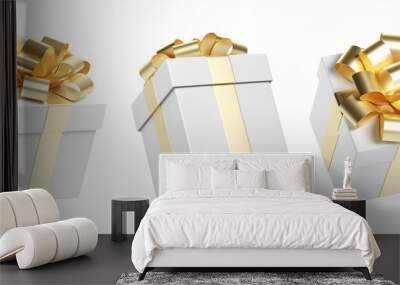 Set of white gift box open and closed. Isolated on a white background. 3D illustration Wall mural