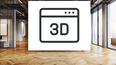 3D printing software isolated icon, 3d modeling application window vector symbol with editable stroke Wall mural