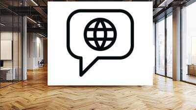 Foreign language talk bubble isolated icon, international communication linear vector icon Wall mural