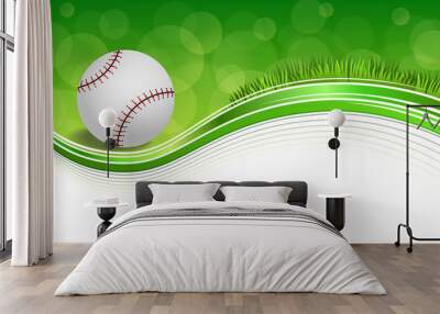 Background abstract green grass baseball ball frame illustration vector Wall mural