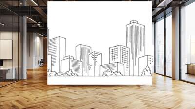 City graphic black white cityscape skyline sketch illustration vector  Wall mural