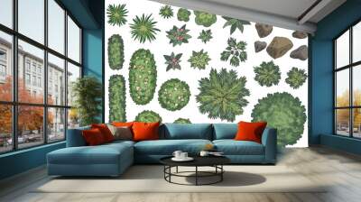 Landscape architect design element set graphic color top sketch aerial view illustration vector Wall mural