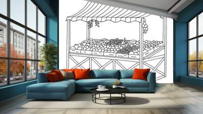 Old market graphic black white sketch illustration vector Wall mural