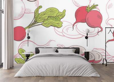 Radish graphic vegetable color seamless pattern sketch illustration vector Wall mural