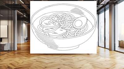 Udon food graphic black white sketch illustration vector Wall mural