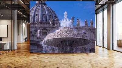 The dome and Bernini's fountain in St. Peter's square, Vatican City Wall mural