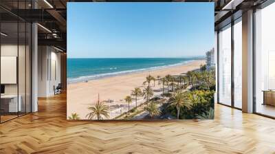 Beautiful shot of a balcony of the Cullera beach in Valencia, Spain. Wall mural