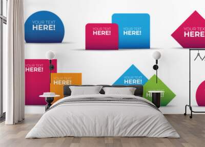 3D geometric shapes to put information with text. Colorful shapes with shadow. vector illustration. Wall mural