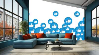 Blue hand likes signs on white background. Social Network emoticons illustration vector. Wall mural