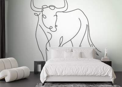 Bull in a minimal line style vector Wall mural