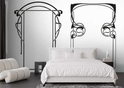 Frames with style Art Nouveau ornament vector set. Wall mural