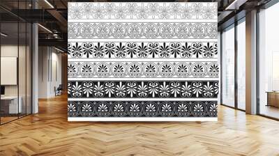 Set of decorative floral seamless ornamental border - Vector modular Wall mural