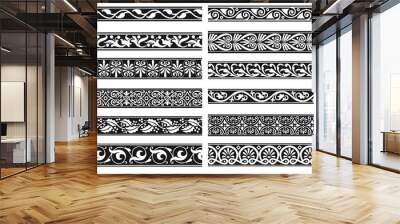 Set of decorative floral seamless ornamental border - Vector modular Wall mural