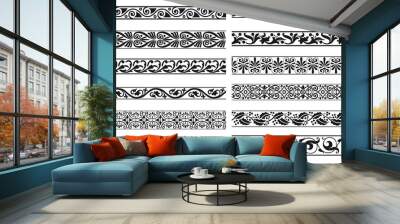 Set of decorative floral seamless ornamental border - Vector modular Wall mural