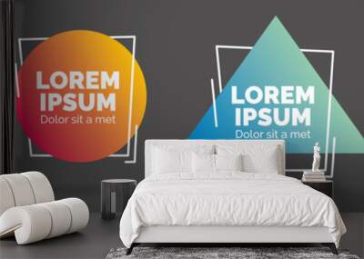 Set of modern abstract vector banners. Geometric shapes of different colors with outline design - Vector Wall mural