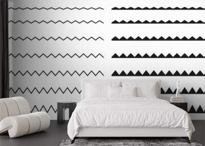 Set of seamless borders zigzag. Graphic design elements. Wall mural