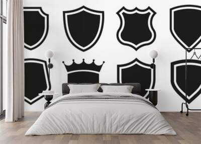 Shield icons set. Protect shield vector Wall mural