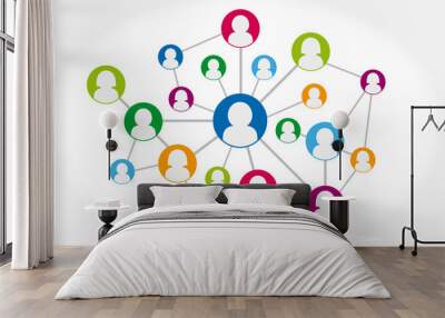 Social network connection concept illustration. Social media icon. Vector illustration Wall mural