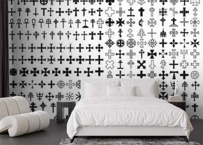 Vector illustration different heraldic crosses isolated on white background Wall mural