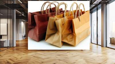 Assorted brown and red paper shopping bags with rope handles Wall mural