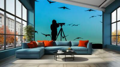 Bird Watcher silhouette Wall mural