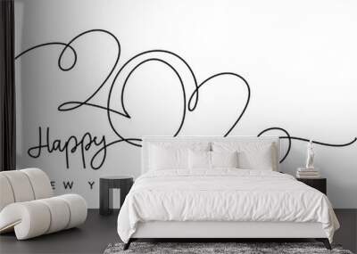 New Year 2023 decorative lettering. Continuous line drawing text for New Year greeting card, banner, calendar design. Vector illustration Wall mural