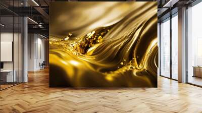 luxurious elegant surge of liquid gold, abstract element, 3d rendering Wall mural