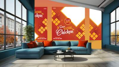 Food social media post template banner design. fast food poster design for online marketing, advertisements and promotion. Wall mural