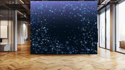 Winter dark blue background with snowflakes. Vector illustration. Wall mural