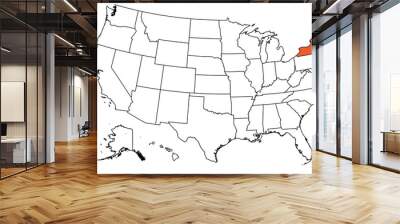 The outline of the US map with state borders. The US state of New York Wall mural