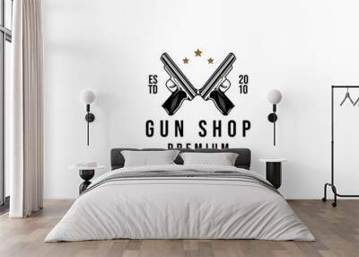 Classic vintage style gun shop logo. Shooting club logo design Wall mural