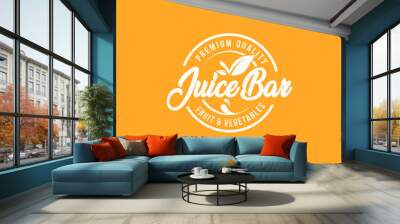 Fresh fruit juice logo design template. Orang juice bar logo design.  Wall mural